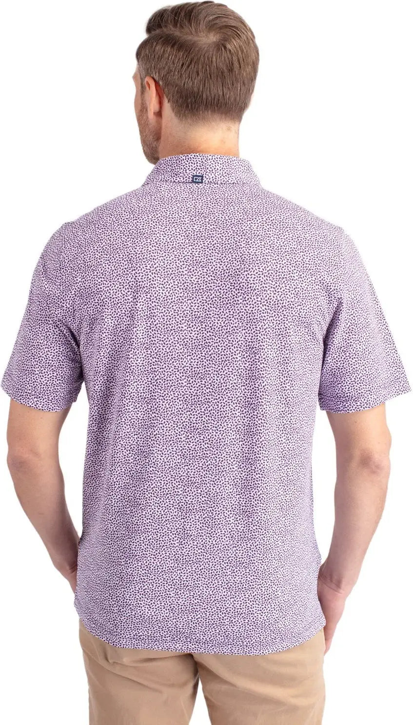 Cutter & Buck Mck01161 Virtue Eco Pique Botanical Print Recycled Mens Polo - College Purple