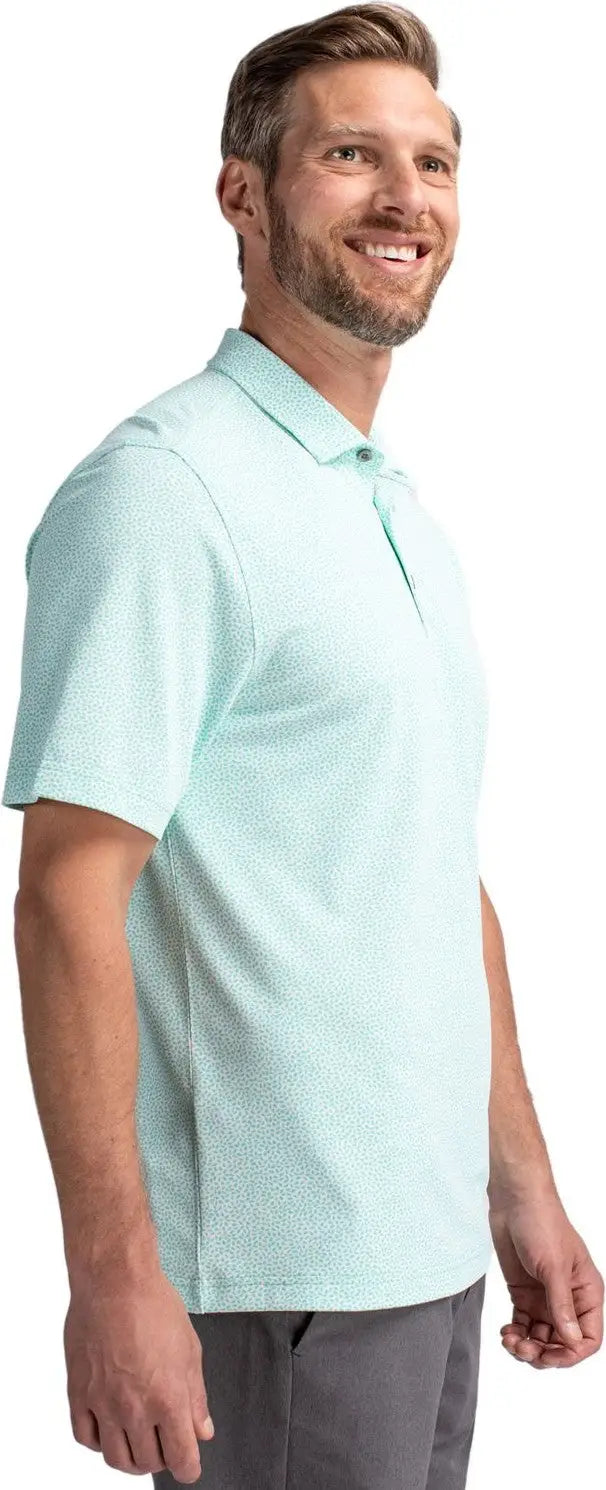Cutter & Buck Mck01161 Virtue Eco Pique Botanical Print Recycled Mens Polo - Fresh Mint
