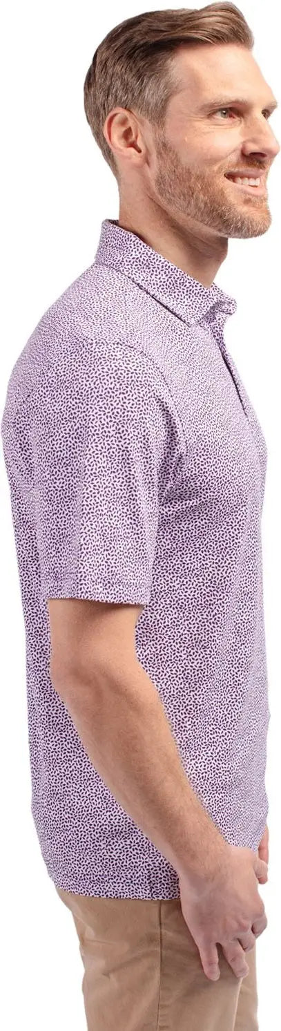 Cutter & Buck Mck01161 Virtue Eco Pique Botanical Print Recycled Mens Polo - College Purple