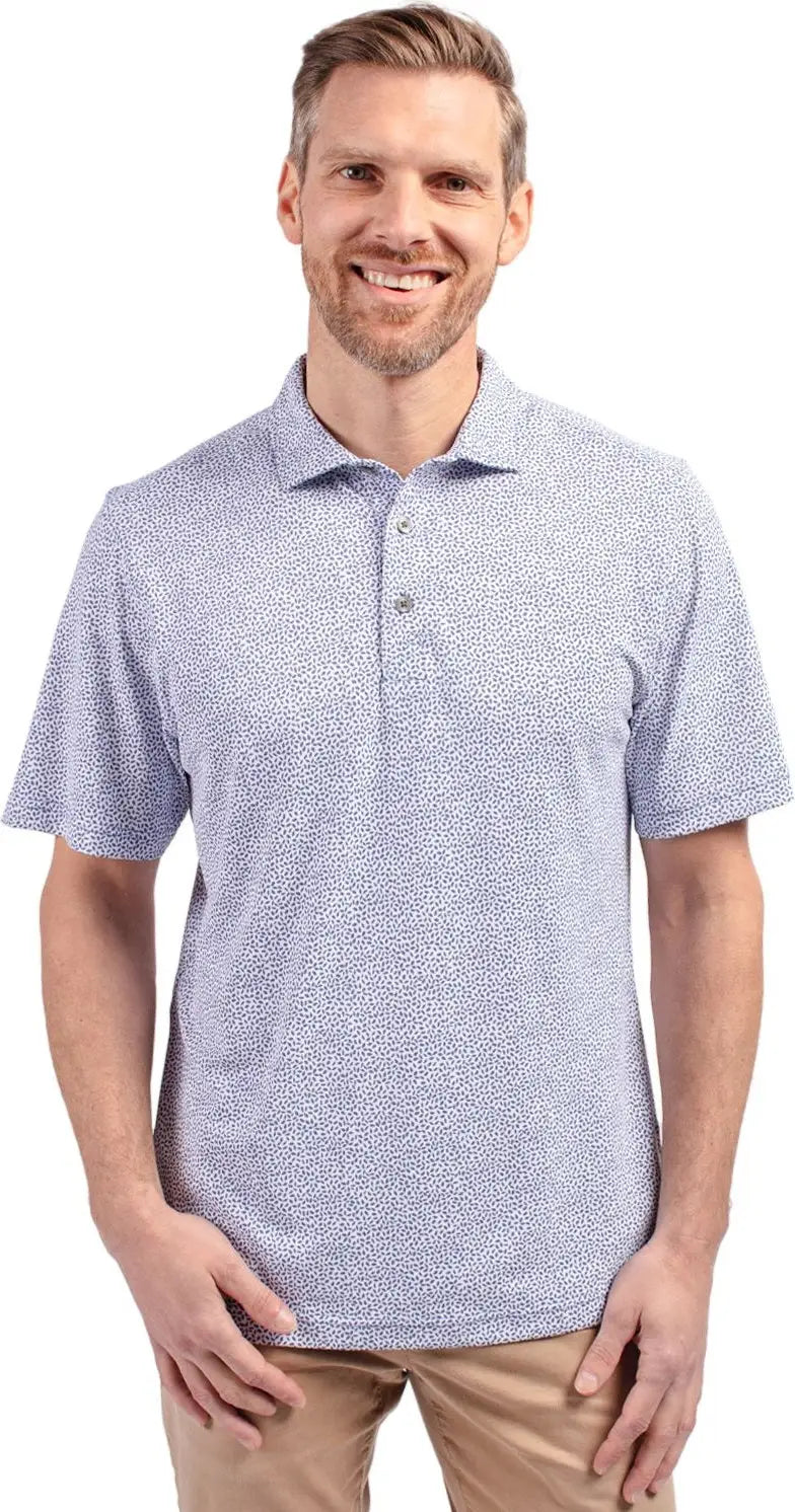 Cutter & Buck Mck01161 Virtue Eco Pique Botanical Print Recycled Mens Polo - Hyacinth - Adult s