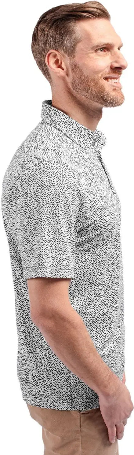 Cutter & Buck Mck01161 Virtue Eco Pique Botanical Print Recycled Mens Polo - Black