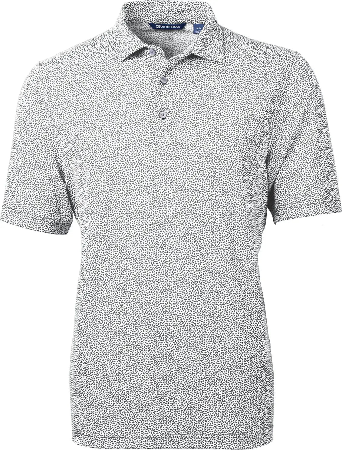 Cutter & Buck Mck01161 Virtue Eco Pique Botanical Print Recycled Mens Polo - Black