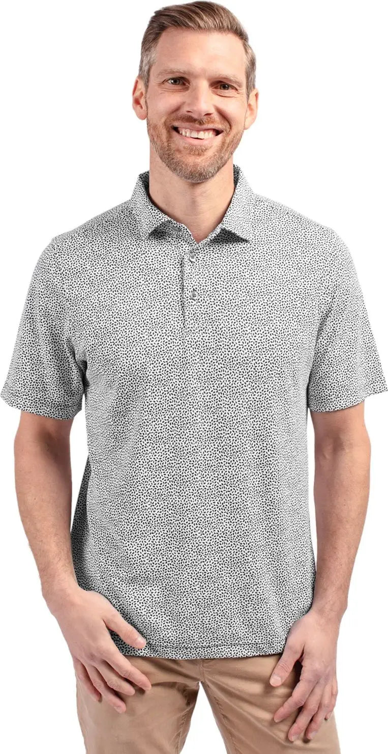 Cutter & Buck Mck01161 Virtue Eco Pique Botanical Print Recycled Mens Polo - Black - Adult s