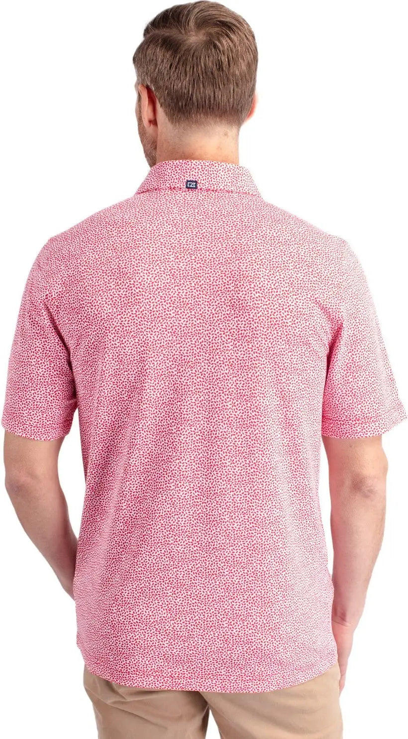 Cutter & Buck Mck01161 Virtue Eco Pique Botanical Print Recycled Mens Polo - Red