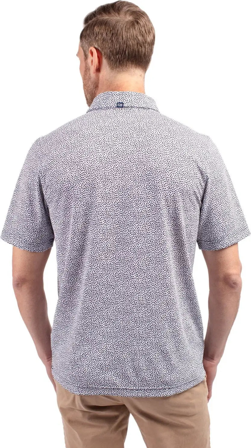 Cutter & Buck Mck01161 Virtue Eco Pique Botanical Print Recycled Mens Polo - Navy Blue