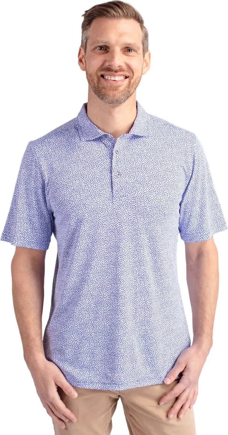 Cutter & Buck Mck01161 Virtue Eco Pique Botanical Print Recycled Mens Polo - Chelan - Adult s