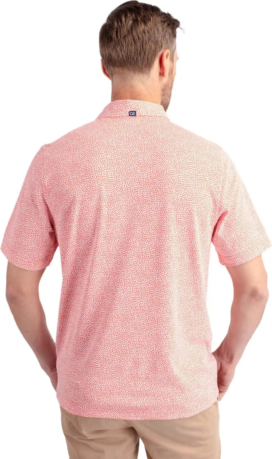 Cutter & Buck Mck01161 Virtue Eco Pique Botanical Print Recycled Mens Polo - College Orange