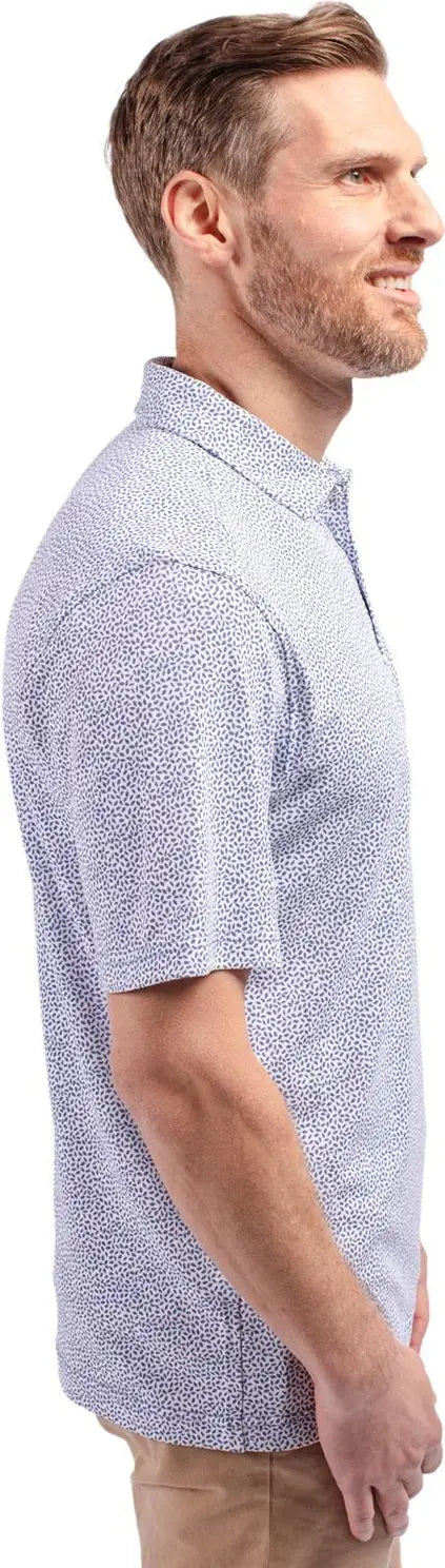 Cutter & Buck Mck01161 Virtue Eco Pique Botanical Print Recycled Mens Polo - Hyacinth