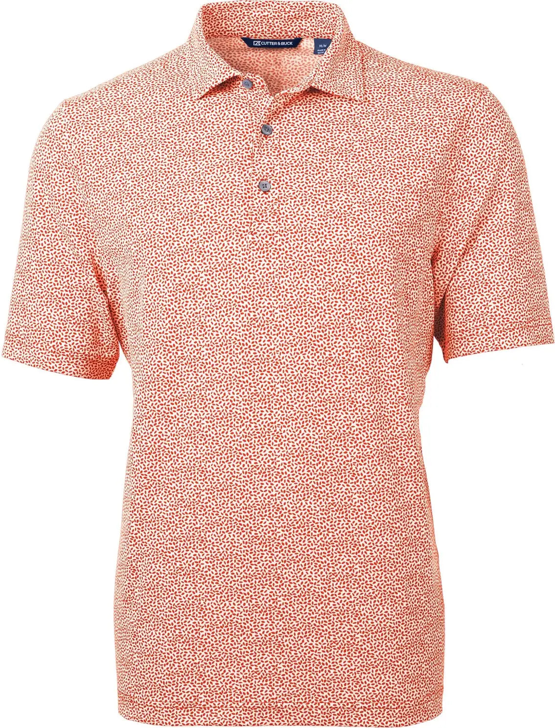 Cutter & Buck Mck01161 Virtue Eco Pique Botanical Print Recycled Mens Polo - College Orange