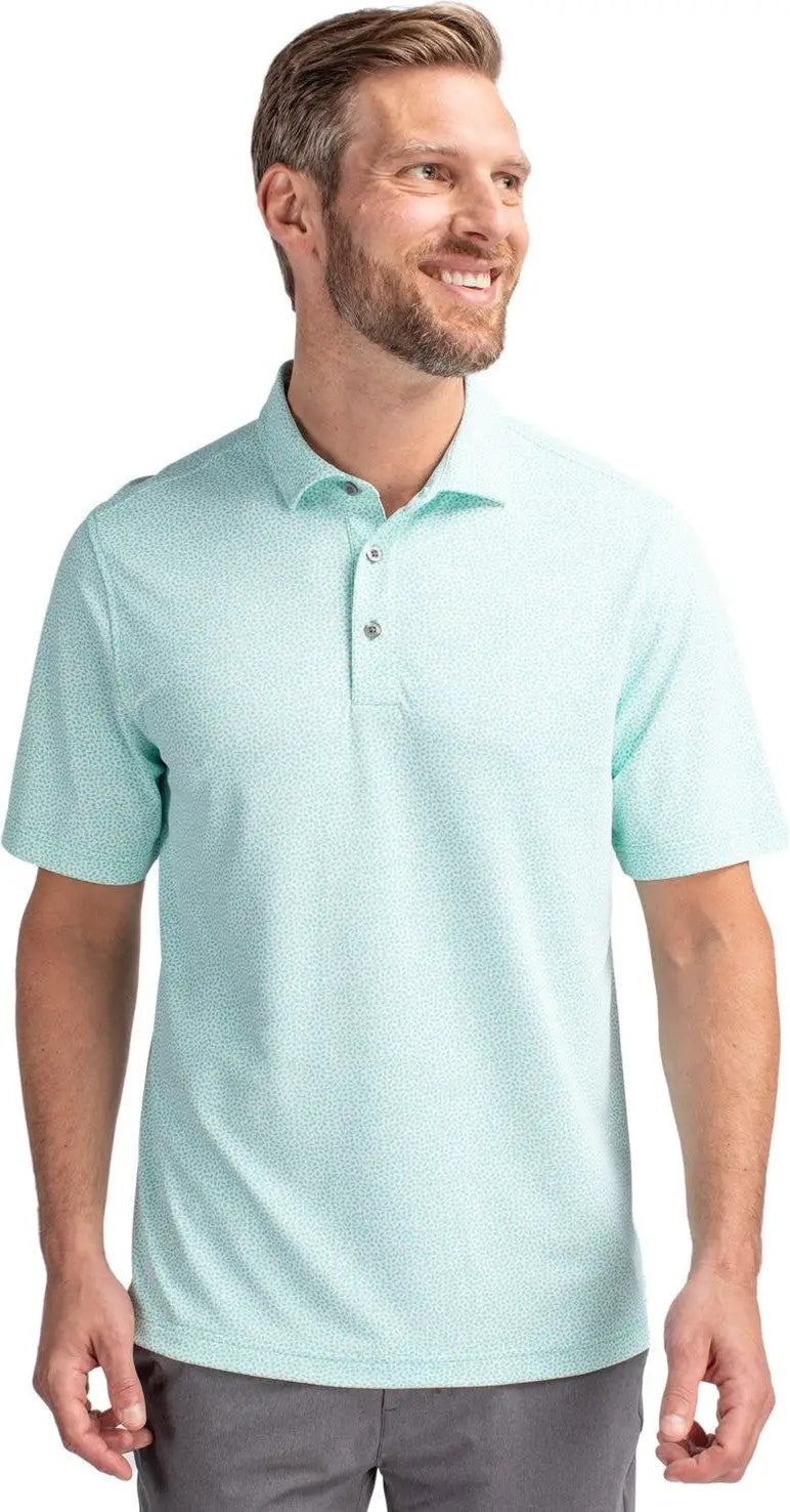 Cutter & Buck Mck01161 Virtue Eco Pique Botanical Print Recycled Mens Polo - Fresh Mint - Adult s