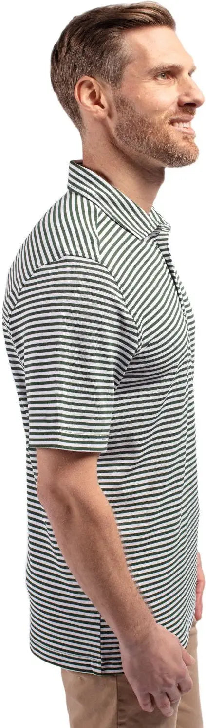 Cutter & Buck Mck01168 Virtue Eco Pique Stripe Recycled Mens Polo - Hunter