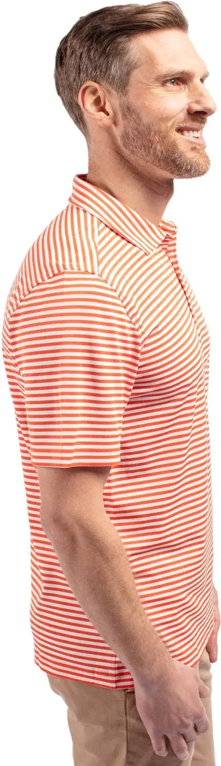 Cutter & Buck Mck01168 Virtue Eco Pique Stripe Recycled Mens Polo - College Orange