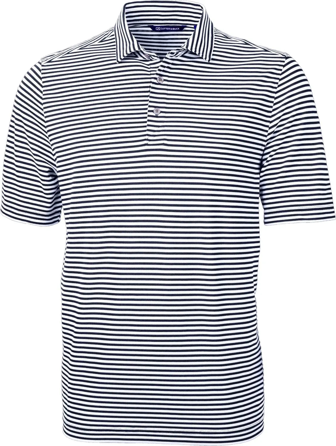 Cutter & Buck Mck01168 Virtue Eco Pique Stripe Recycled Mens Polo - Navy Blue