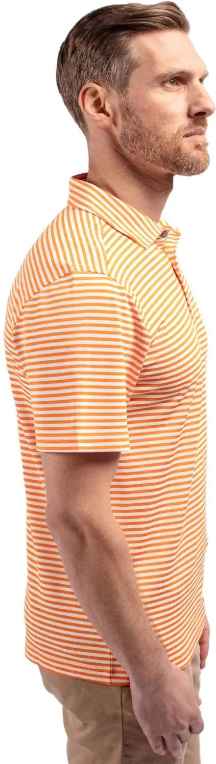 Cutter & Buck Mck01168 Virtue Eco Pique Stripe Recycled Mens Polo - Orange Burst
