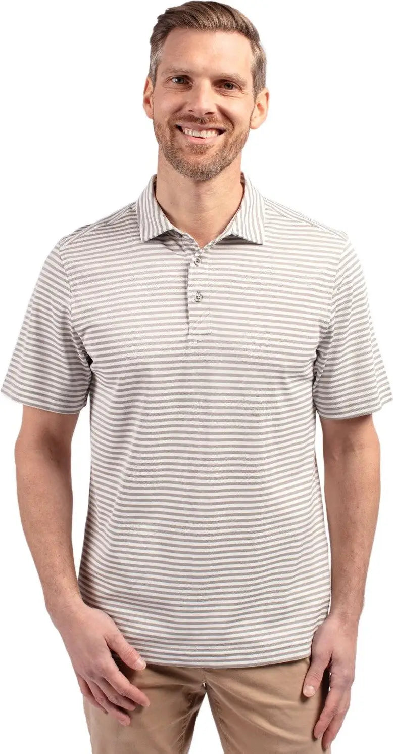 Cutter & Buck Mck01168 Virtue Eco Pique Stripe Recycled Mens Polo - Polished - Adult s