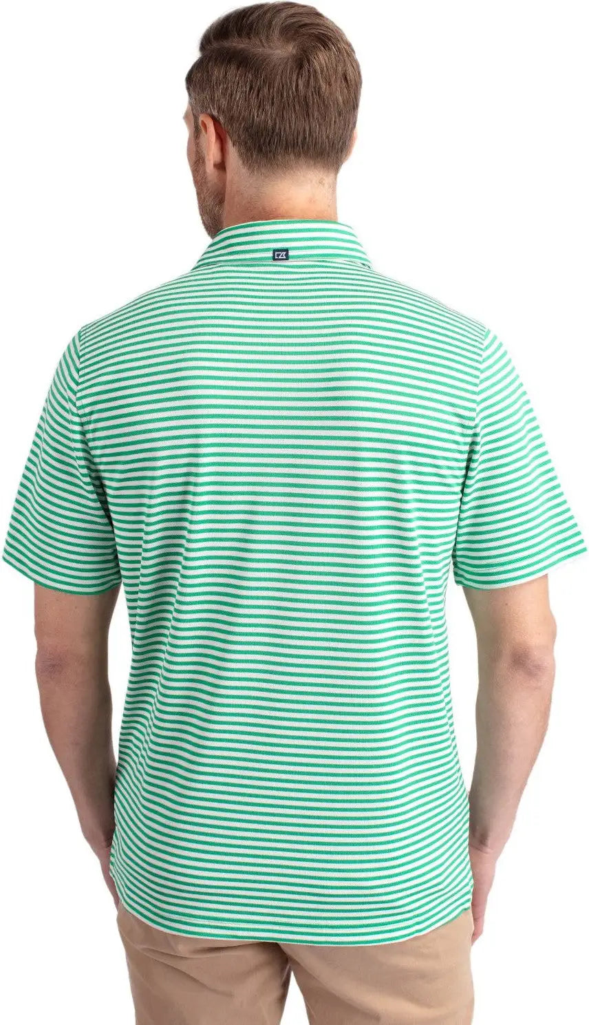Cutter & Buck Mck01168 Virtue Eco Pique Stripe Recycled Mens Polo - Kelly Green