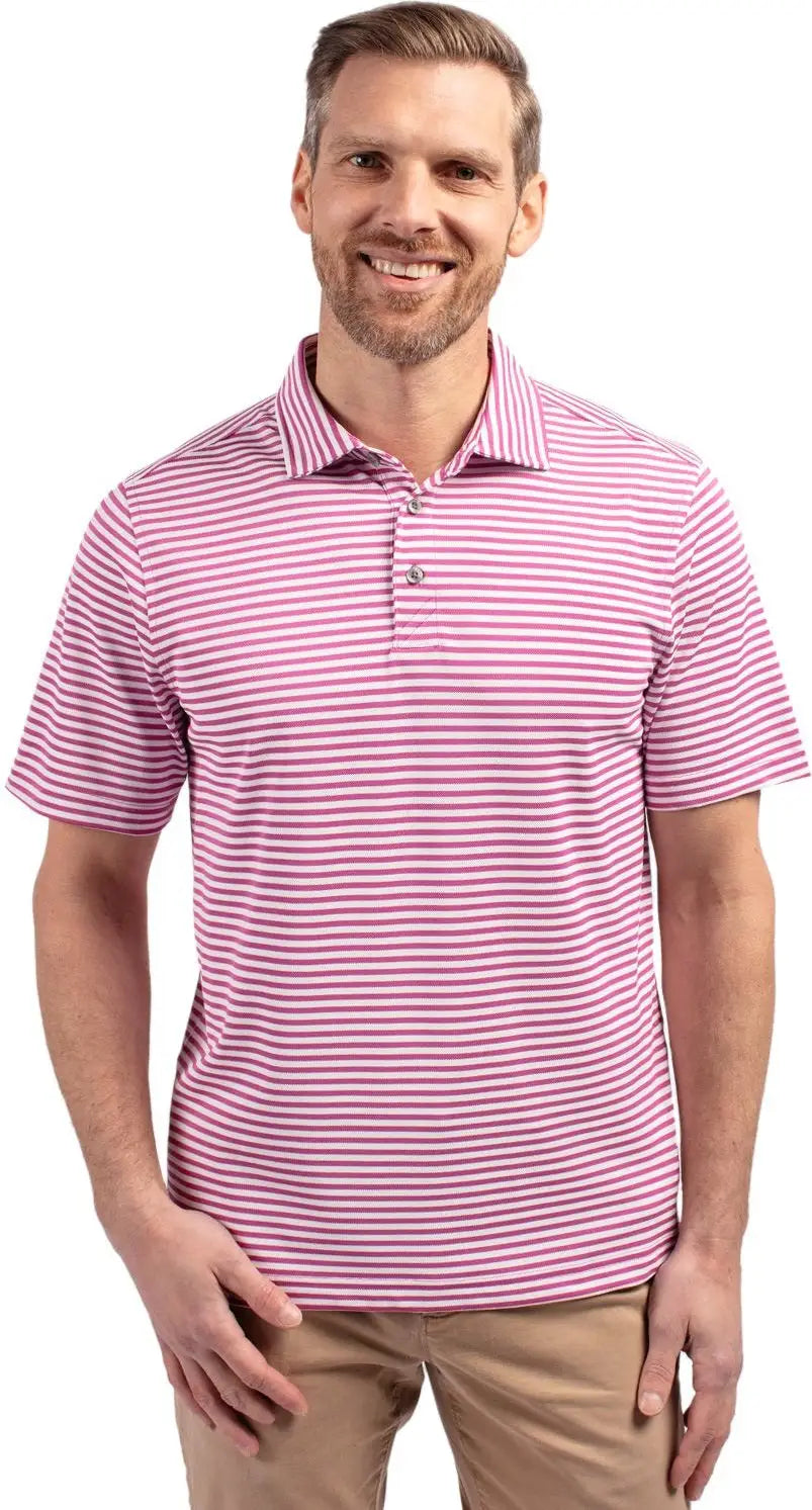 Cutter & Buck Mck01168 Virtue Eco Pique Stripe Recycled Mens Polo - Gelato - Adult s