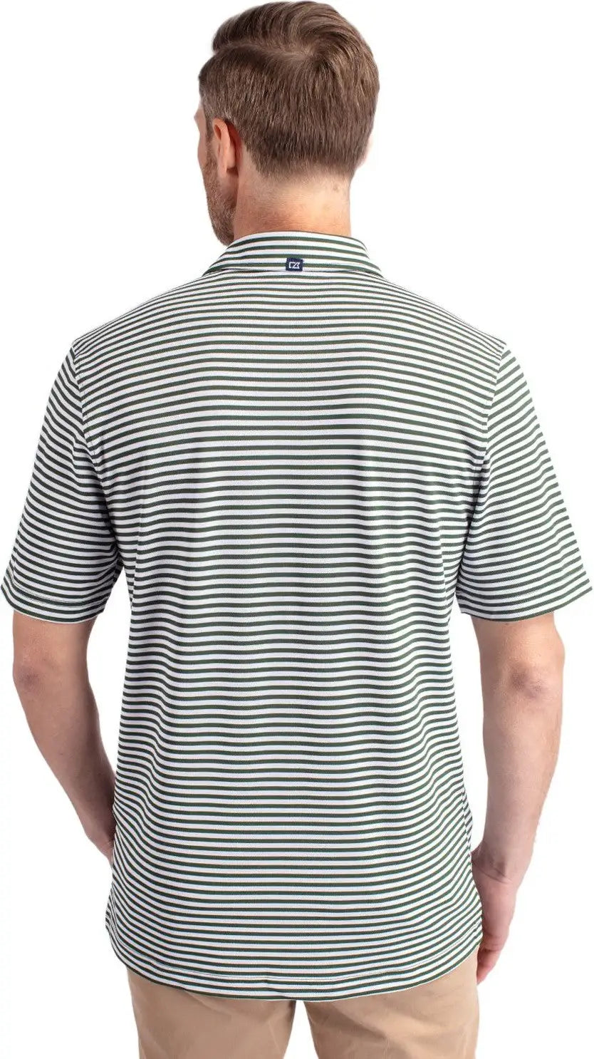 Cutter & Buck Mck01168 Virtue Eco Pique Stripe Recycled Mens Polo - Hunter