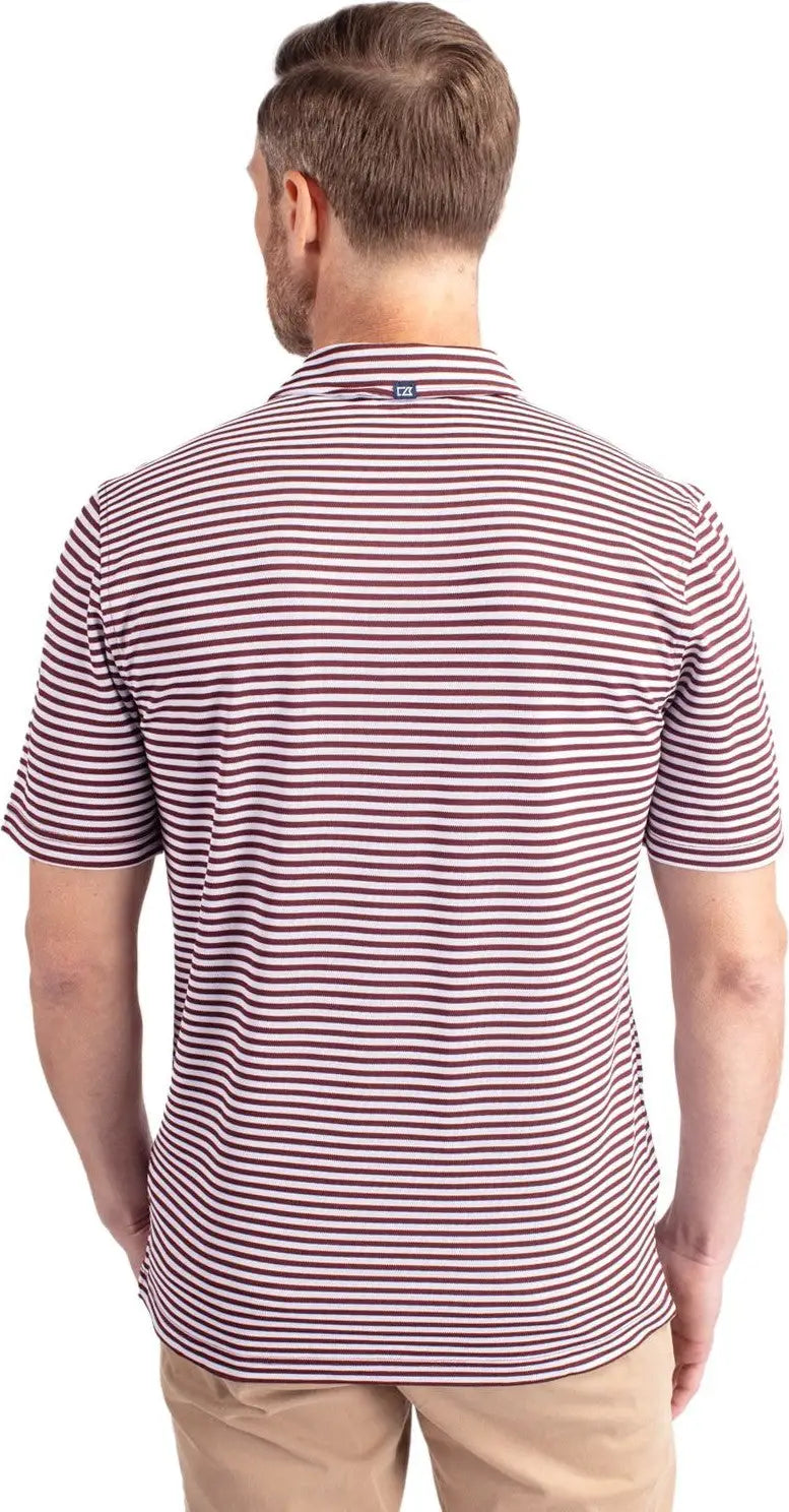 Cutter & Buck Mck01168 Virtue Eco Pique Stripe Recycled Mens Polo - Bordeaux - Adult s