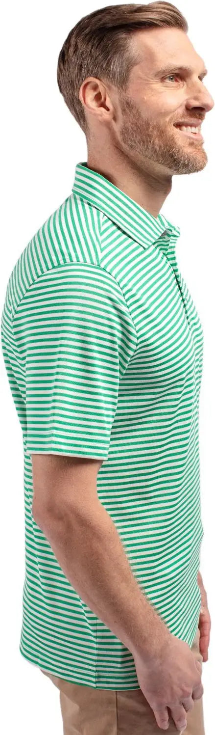 Cutter & Buck Mck01168 Virtue Eco Pique Stripe Recycled Mens Polo - Kelly Green