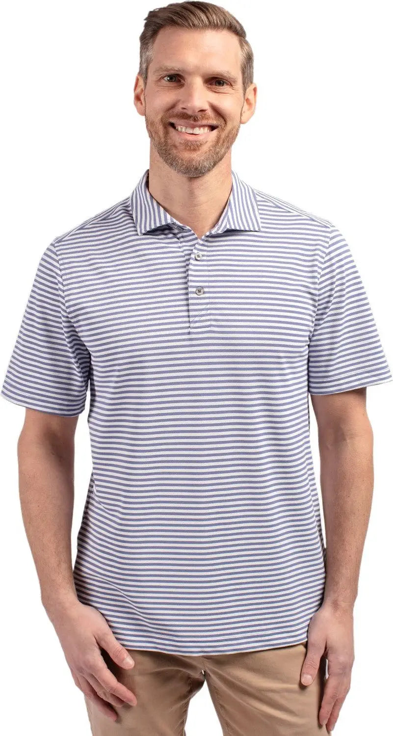Cutter & Buck Mck01168 Virtue Eco Pique Stripe Recycled Mens Polo - Hyacinth - Adult s