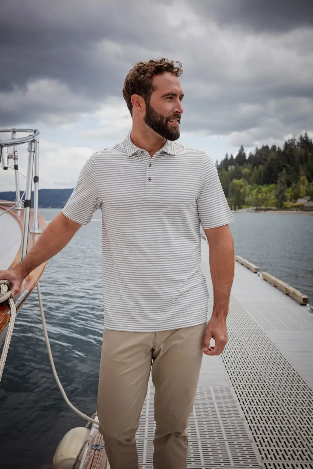 Cutter & Buck Mck01168 Virtue Eco Pique Stripe Recycled Mens Polo - Polished - Adult s