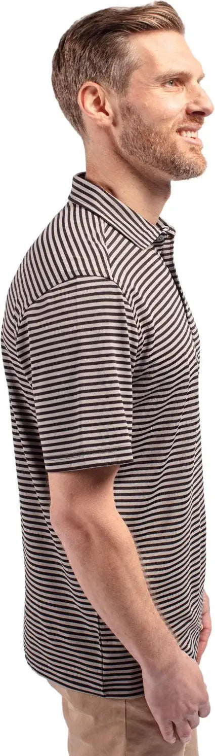Cutter & Buck Mck01168 Virtue Eco Pique Stripe Recycled Mens Polo - Black