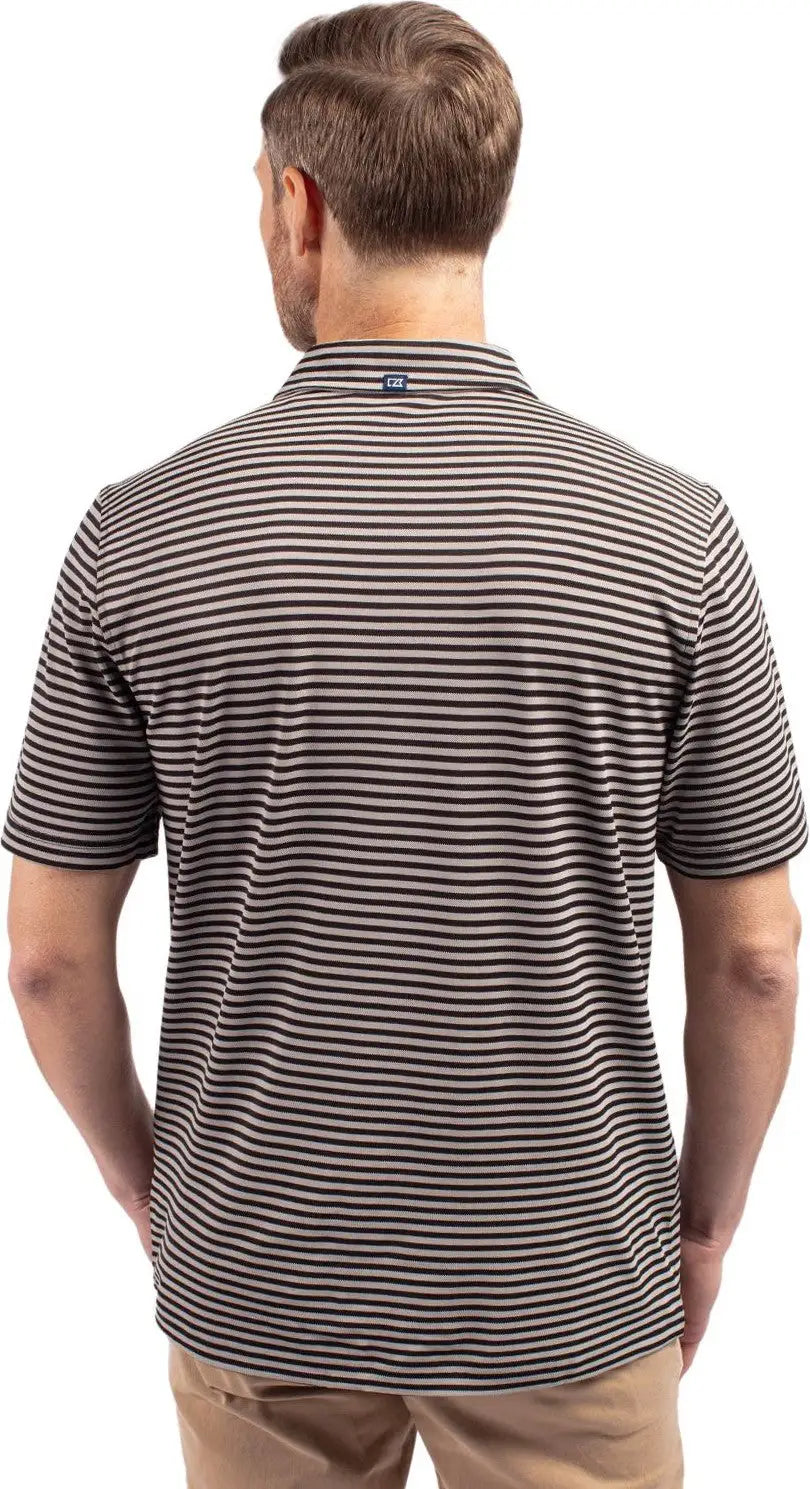 Cutter & Buck Mck01168 Virtue Eco Pique Stripe Recycled Mens Polo - Black