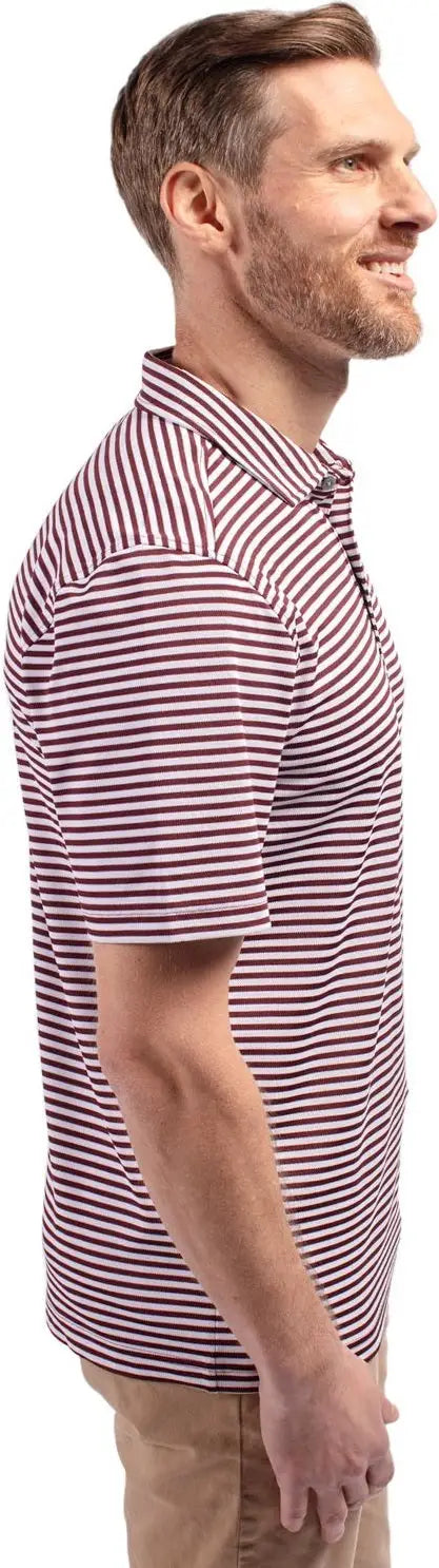 Cutter & Buck Mck01168 Virtue Eco Pique Stripe Recycled Mens Polo - Bordeaux