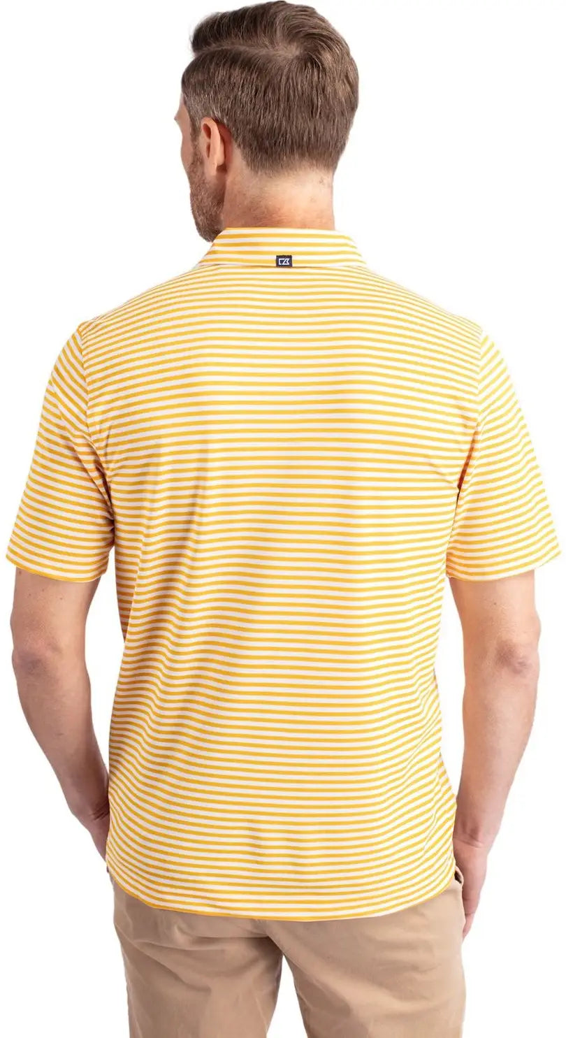 Cutter & Buck Mck01168 Virtue Eco Pique Stripe Recycled Mens Polo - College Gold - Adult s