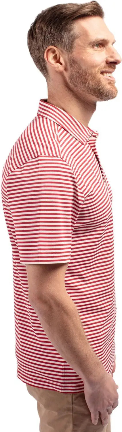 Cutter & Buck Mck01168 Virtue Eco Pique Stripe Recycled Mens Polo - Cardinal Red