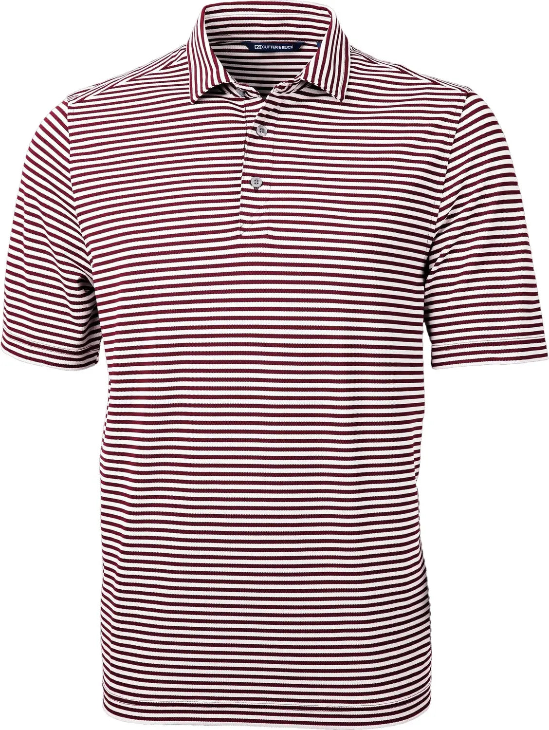 Cutter & Buck Mck01168 Virtue Eco Pique Stripe Recycled Mens Polo - Bordeaux