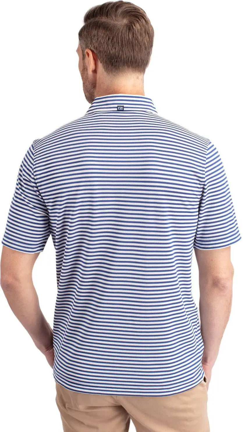 Cutter & Buck Mck01168 Virtue Eco Pique Stripe Recycled Mens Polo - Tour Blue