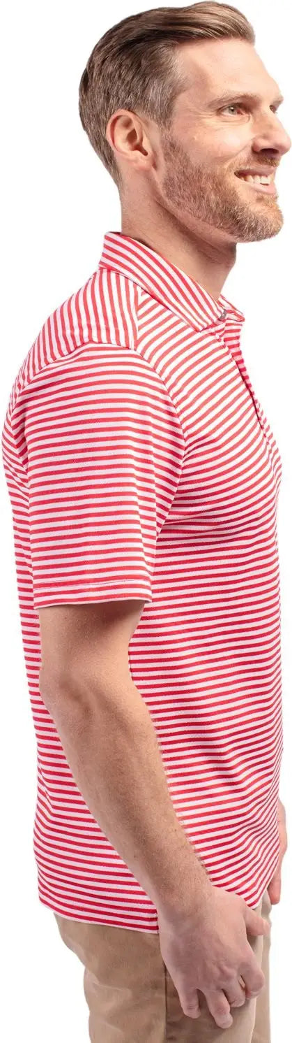 Cutter & Buck Mck01168 Virtue Eco Pique Stripe Recycled Mens Polo - Red
