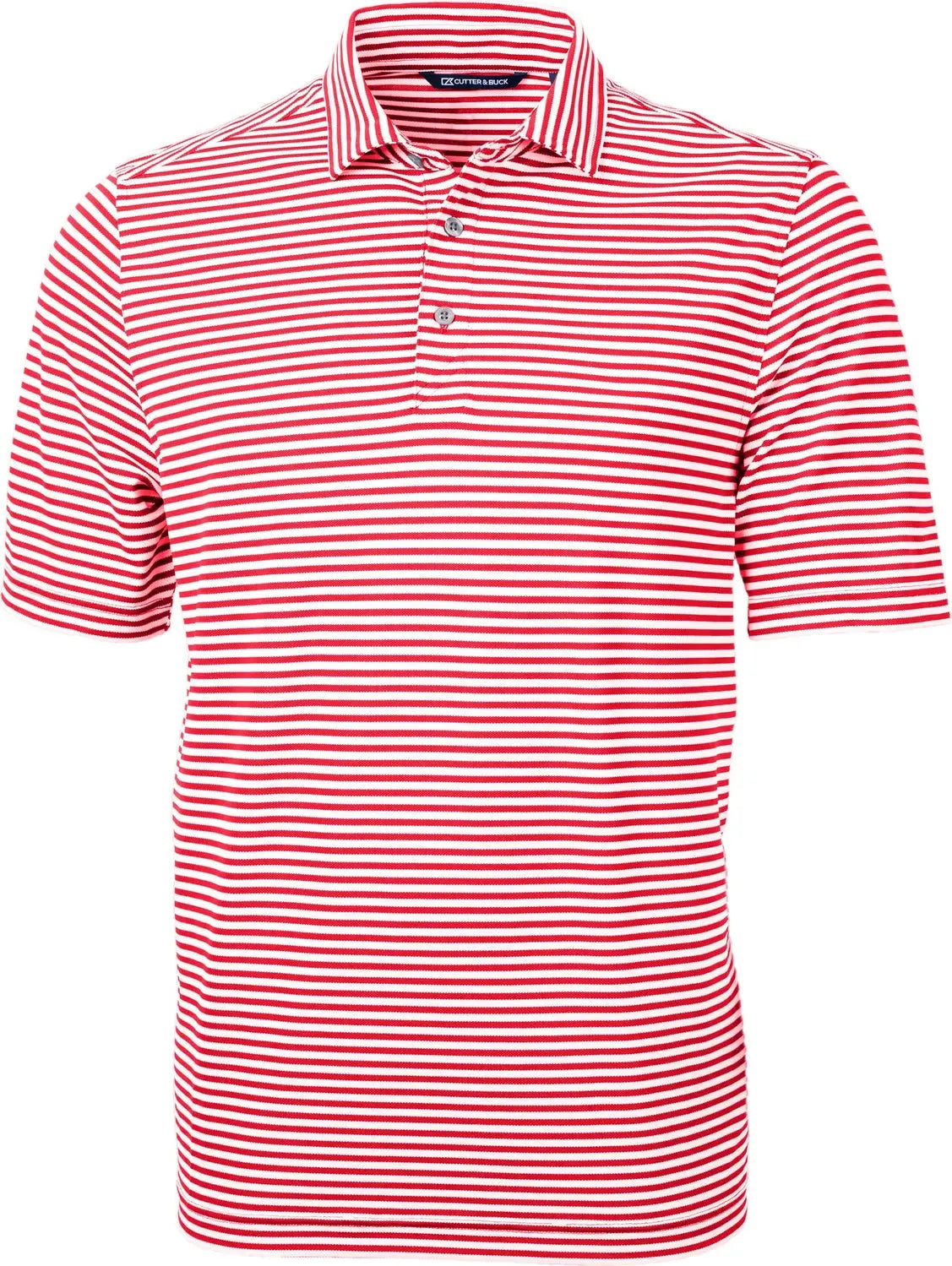 Cutter & Buck Mck01168 Virtue Eco Pique Stripe Recycled Mens Polo - Red