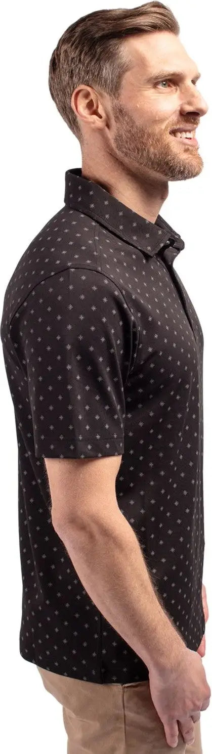 Cutter & Buck Mck01170 Virtue Eco Pique Tile Print Recycled Mens Polo - Black