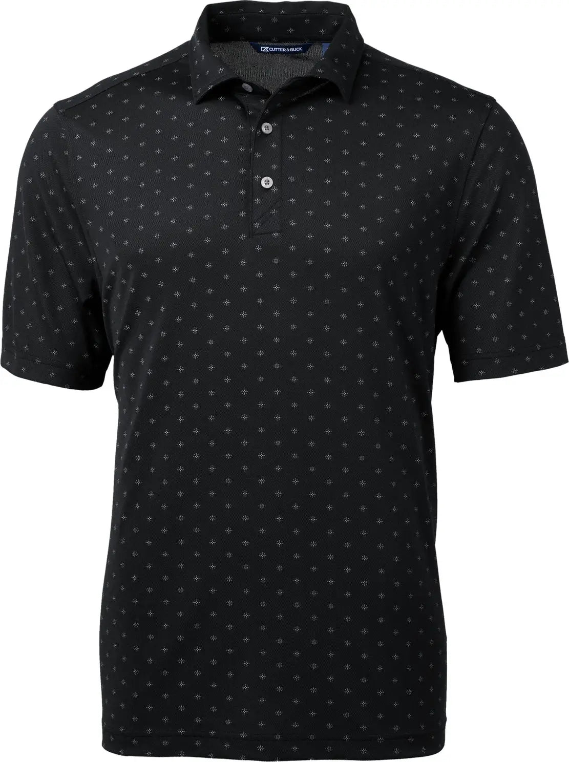 Cutter & Buck Mck01170 Virtue Eco Pique Tile Print Recycled Mens Polo - Black