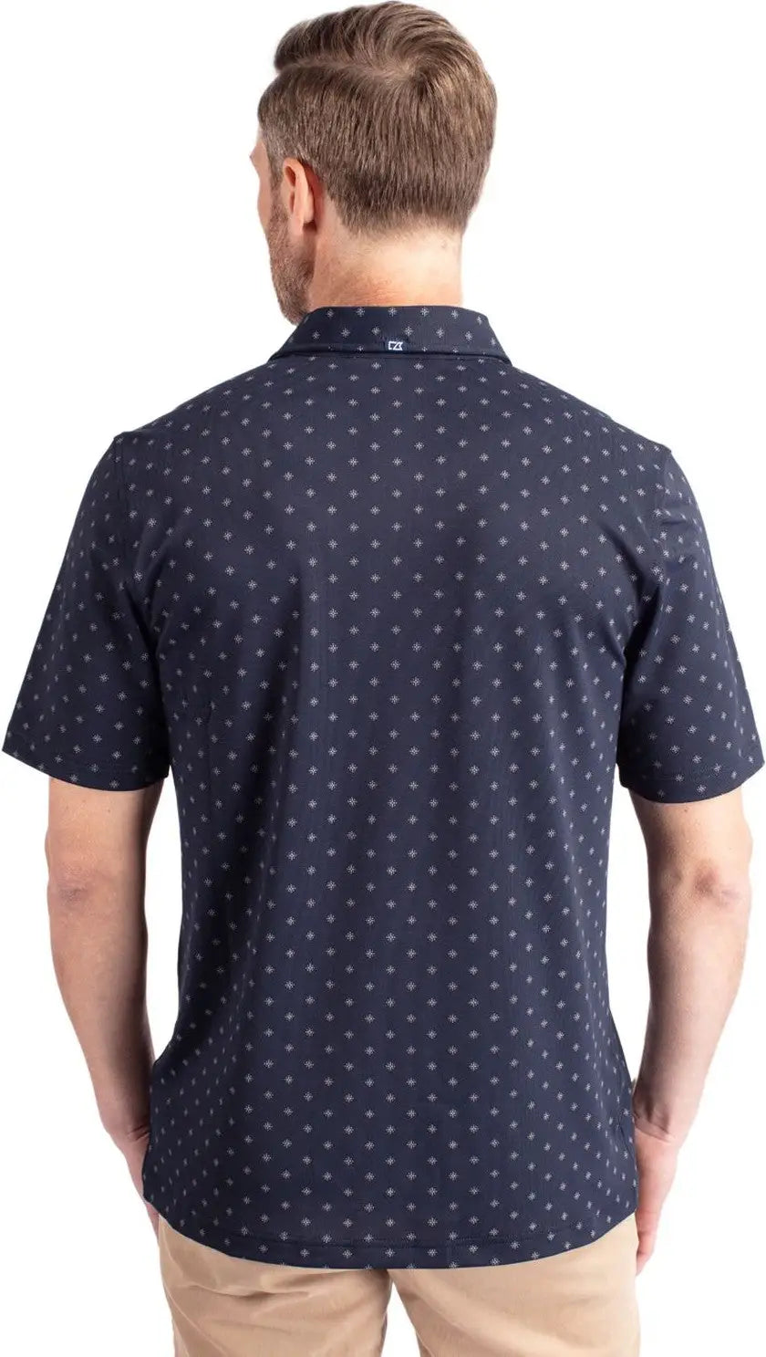 Cutter & Buck Mck01170 Virtue Eco Pique Tile Print Recycled Mens Polo - Navy Blue
