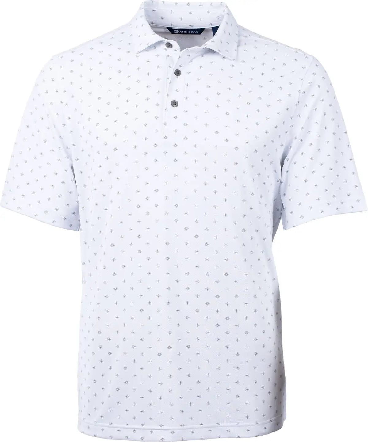 Cutter & Buck Mck01170 Virtue Eco Pique Tile Print Recycled Mens Polo - White