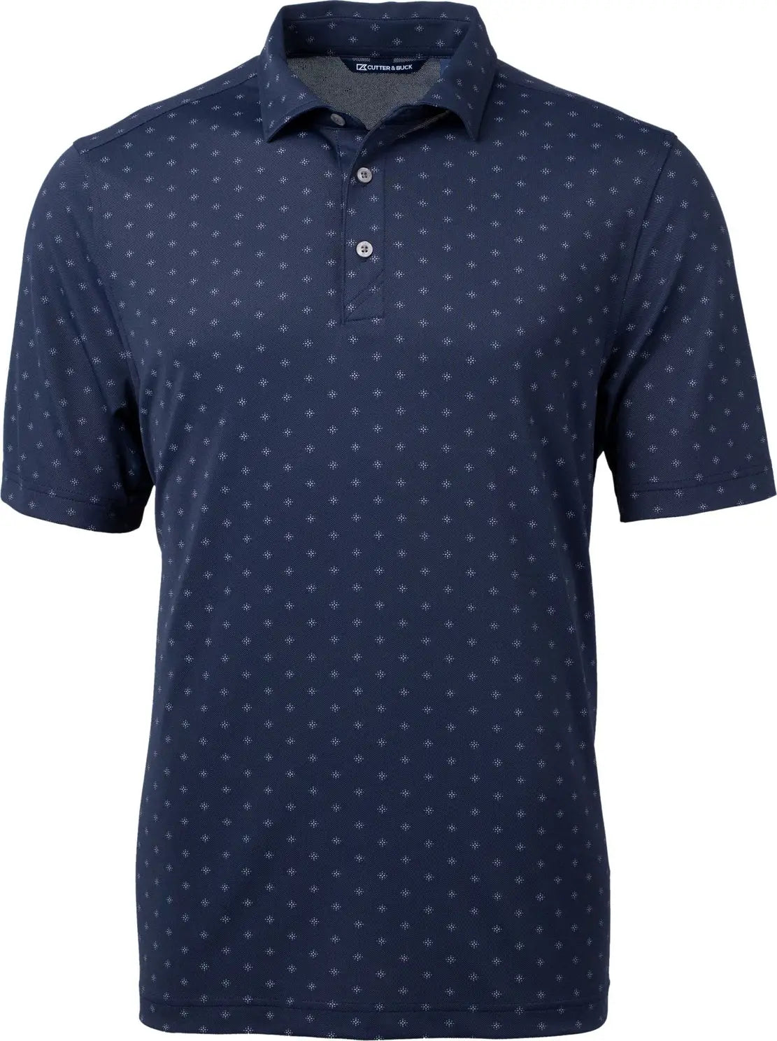 Cutter & Buck Mck01170 Virtue Eco Pique Tile Print Recycled Mens Polo - Navy Blue