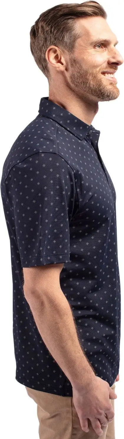 Cutter & Buck Mck01170 Virtue Eco Pique Tile Print Recycled Mens Polo - Navy Blue