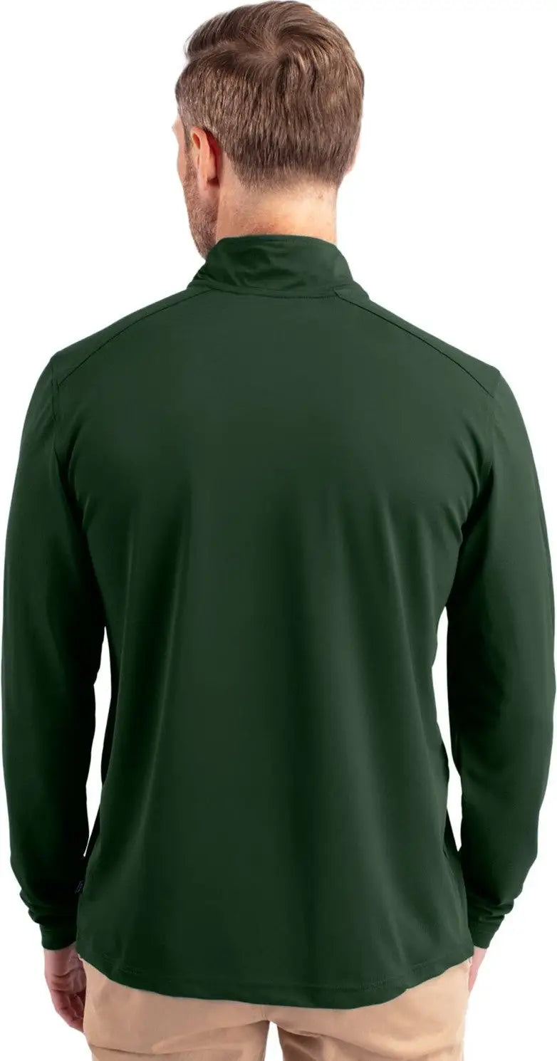 Cutter & Buck Mck01187 Virtue Eco Pique Recycled Quarter Zip Mens Pullover - Hunter