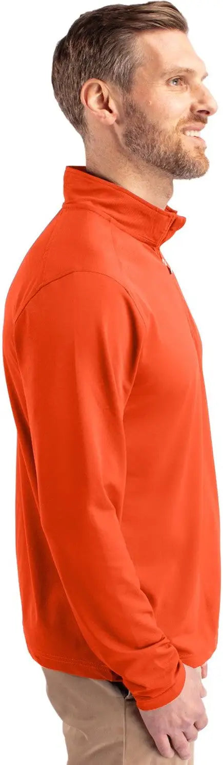 Cutter & Buck Mck01187 Virtue Eco Pique Recycled Quarter Zip Mens Pullover - College Orange