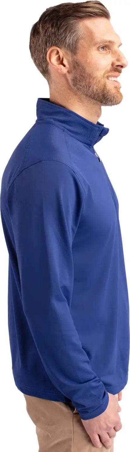 Cutter & Buck Mck01187 Virtue Eco Pique Recycled Quarter Zip Mens Pullover - Tour Blue