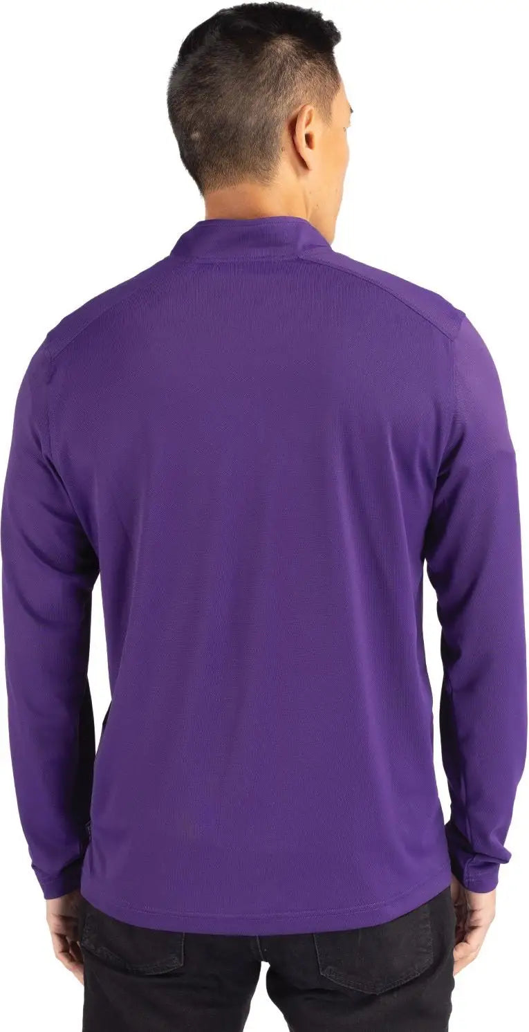 Cutter & Buck Mck01187 Virtue Eco Pique Recycled Quarter Zip Mens Pullover - College Purple