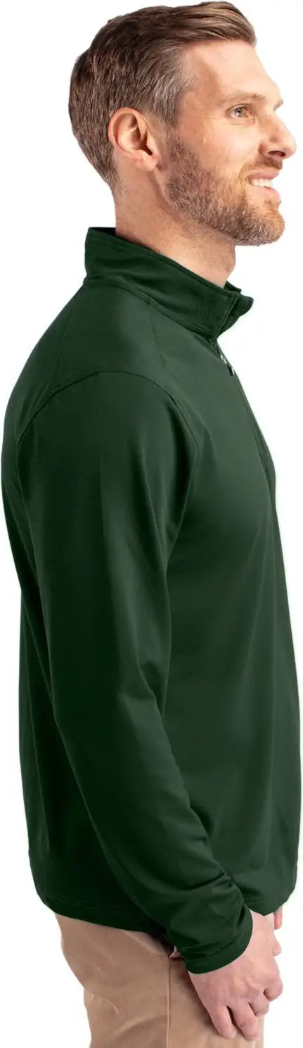 Cutter & Buck Mck01187 Virtue Eco Pique Recycled Quarter Zip Mens Pullover - Hunter