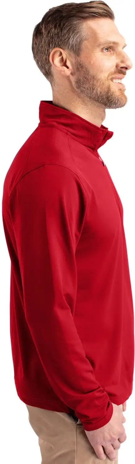 Cutter & Buck Mck01187 Virtue Eco Pique Recycled Quarter Zip Mens Pullover - Red - Adult Xs