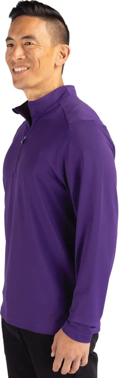 Cutter & Buck Mck01187 Virtue Eco Pique Recycled Quarter Zip Mens Pullover - College Purple