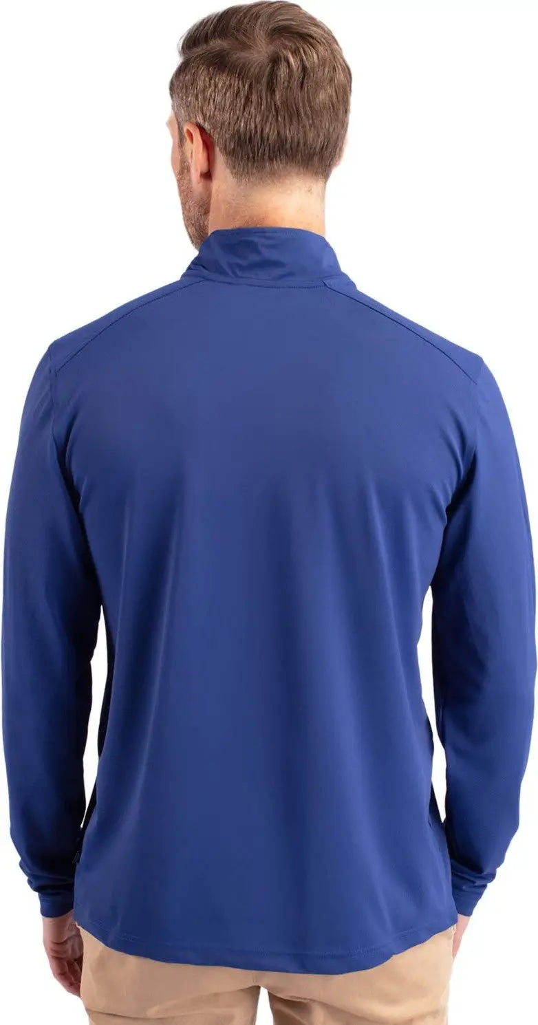 Cutter & Buck Mck01187 Virtue Eco Pique Recycled Quarter Zip Mens Pullover - Tour Blue