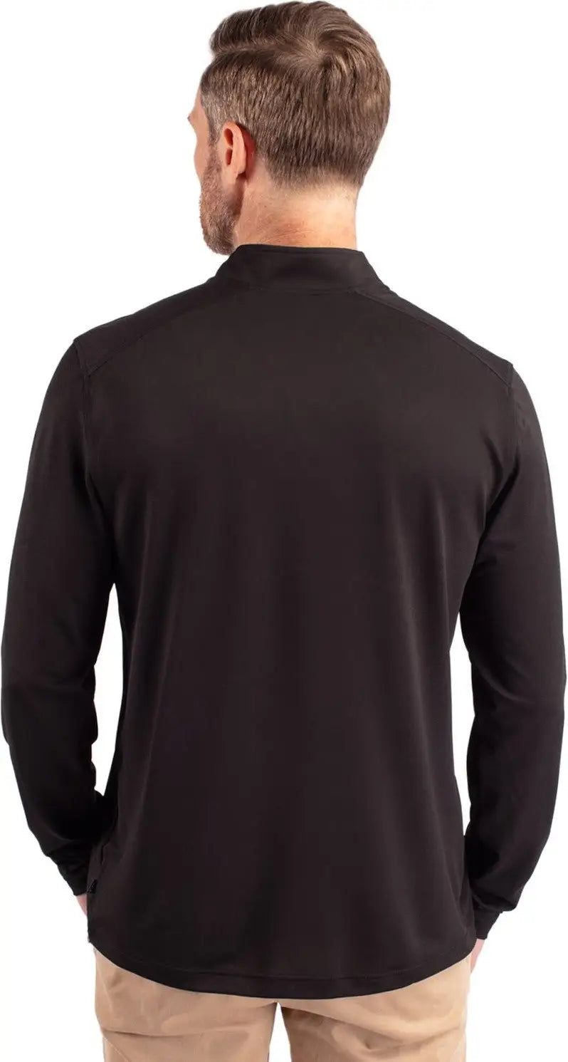 Cutter & Buck Mck01187 Virtue Eco Pique Recycled Quarter Zip Mens Pullover - Black